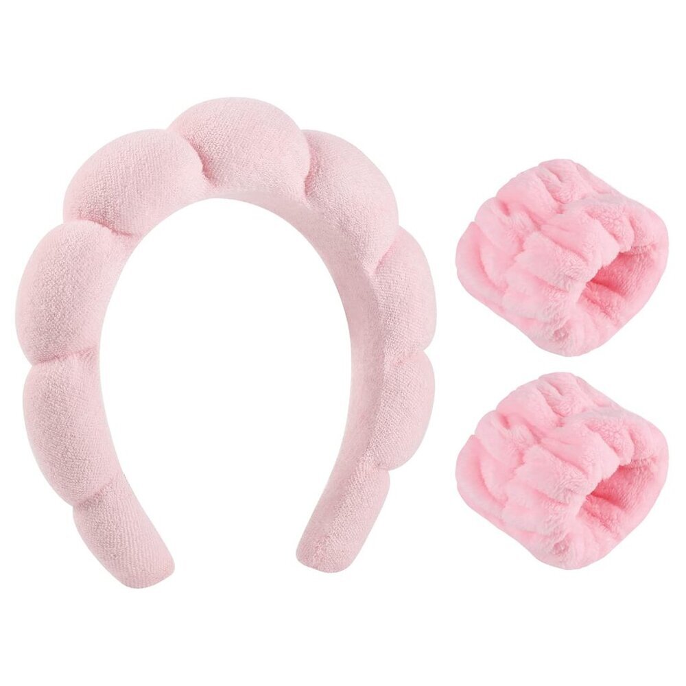 NIP Pink Spa Headband & Wristband Set